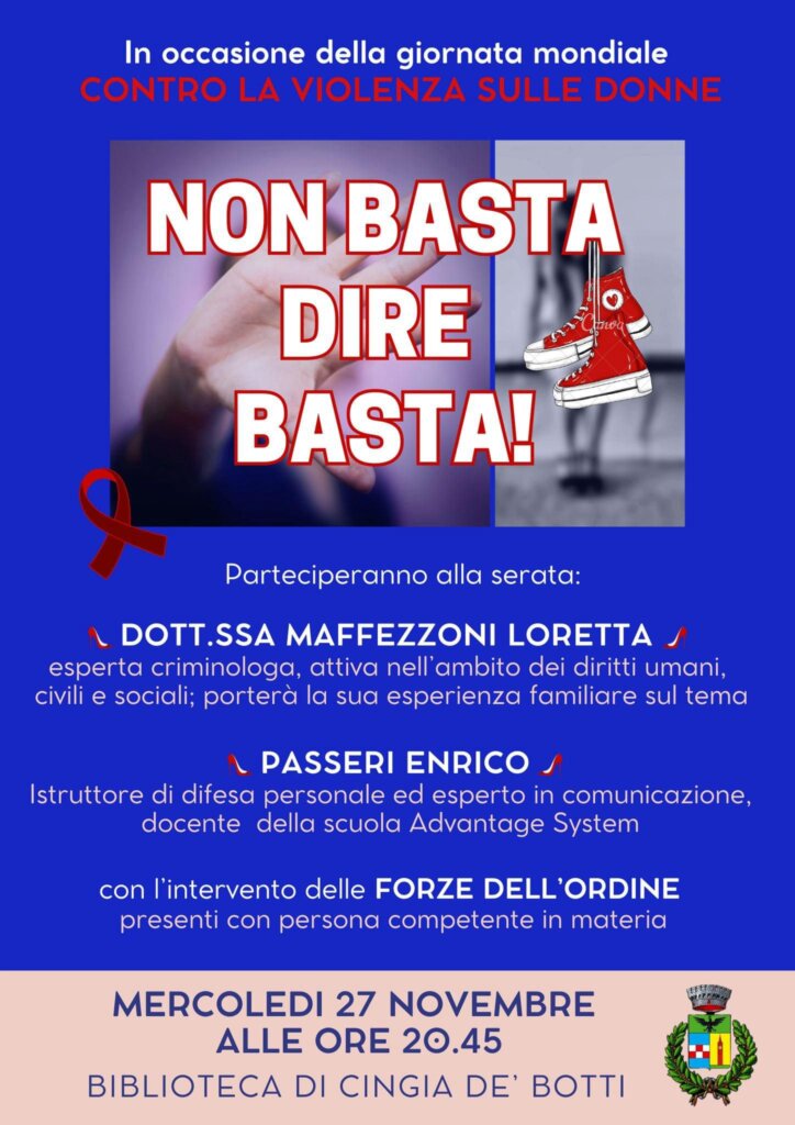 Violenza Sulle Donne Una Serata Per Dire Basta A Cingia De Botti